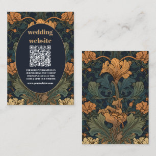 qr code Elegant Floral Art Nouveau Wedding Enclosure Card