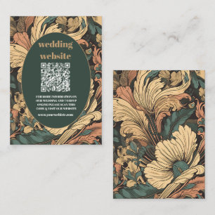 qr code Elegant Floral Art Nouveau Wedding Enclosure Card