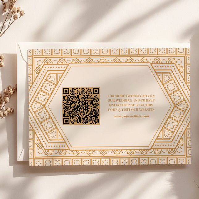 QR Code Elegant Geometric Art Deco Wedding  Enclosure Card (Creator Uploaded)