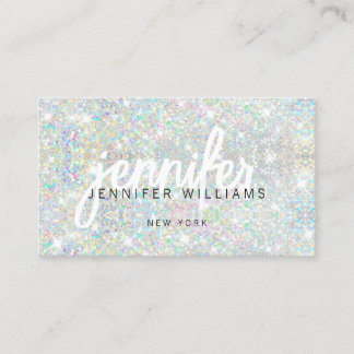 QR Code Elegant Holographic Glitter Beauty Business Card