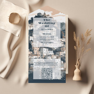 QR Code Elegant Italy Capri Destination Wedding All In One Invitation