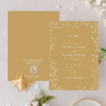 QR Code Elegant Leaf Gold Monogram Wedding Invitation<br><div class="desc">Say “I do” to your perfect dream wedding Invitation! Introducing the QR code gold minimal leaf monogram wedding Invitation--an online exclusive and one of our most treasured designs. This modern take on classic elegance is sure to make a statement your guests won't soon forget. The invitation features an intricate leafy...</div>