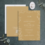 QR Code Elegant Leaf Gold Monogram Wedding Invitation<br><div class="desc">Say “I do” to your perfect dream wedding Invitation! Introducing the QR code gold minimal leaf monogram wedding Invitation--an online exclusive and one of our most treasured designs. This modern take on classic elegance is sure to make a statement your guests won't soon forget. The invitation features an intricate leafy...</div>