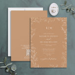 QR Code Elegant Leaf Terracotta Monogram Wedding Invitation<br><div class="desc">Say “I do” to your perfect dream wedding Invitation! Introducing the QR code terracotta minimal leaf monogram wedding Invitation--an online exclusive and one of our most treasured designs. This modern take on classic elegance is sure to make a statement your guests won't soon forget. The invitation features an intricate leafy...</div>