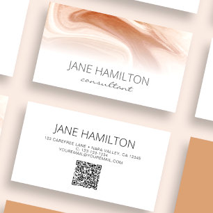 QR Code Elegant Marble Profile Business Card