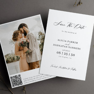 QR code elegant minimalist photo wedding Save The Date