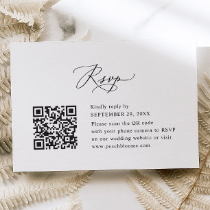 QR Code Elegant Modern Calligraphy Wedding RSVP