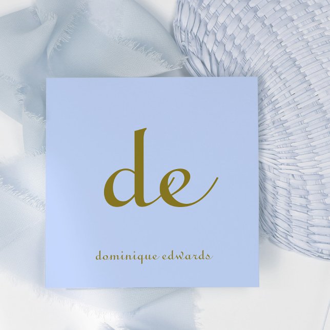 QR Code Elegant Modern Unique Blue  Square Business Card (Creator Uploaded)