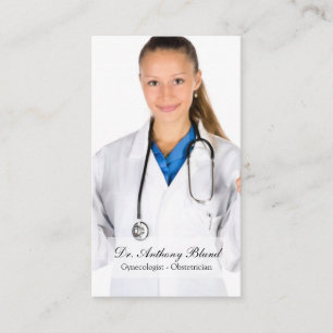 QR code Elegant OBGYN Obstetrician Gynaecologist Business Card