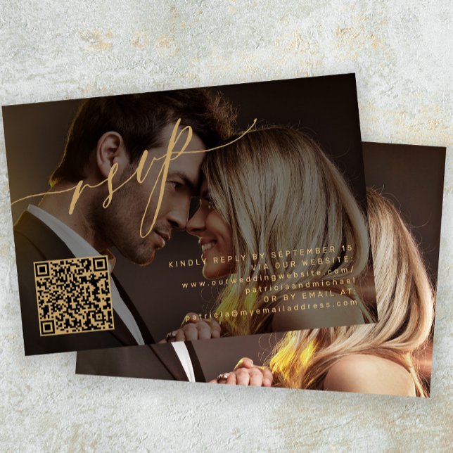QR code elegant photo wedding  RSVP Card (Creator Uploaded)