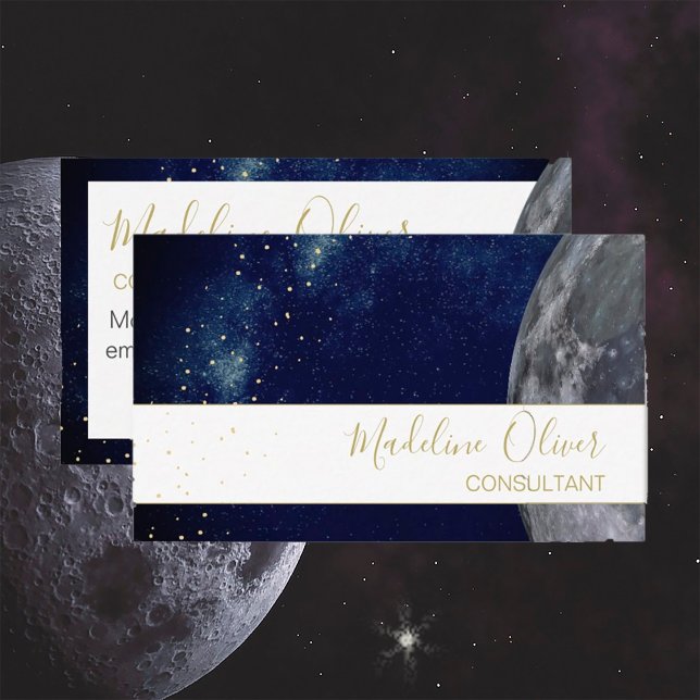 QR Code Elegant Professional Night Sky Business Card (Creator Uploaded)