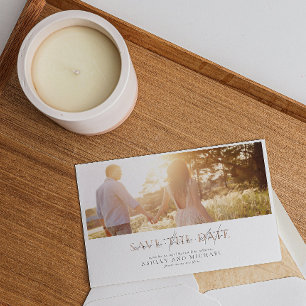 QR Code Elegant Script Photo Wedding Save the Date Invitation