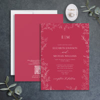 QR Code Elegant Vivid Magenta Monogram Wedding