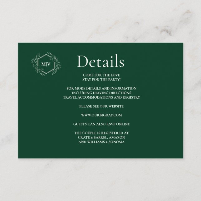 QR Code Emerald Green  Enclosure Card Details (Front)