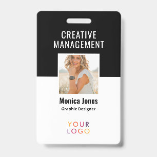 QR Code Employee Photo Black Badge ID Badge