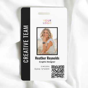 QR Code Employee Photo Black Badge ID Badge