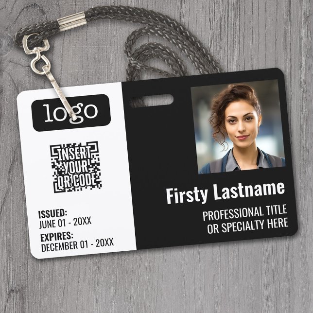 QR Code, Employee Photo, Logo, Name, Expiration ID Badge (Custom Employee ID Badges - thick plastic with full color print)