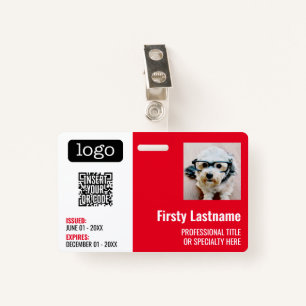 QR Code, Employee Photo, Logo, Name, Expiration ID ID Badge