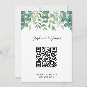 QR Code Eucalyptus Greenery Wedding Invitation