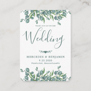 QR Code Eucalyptus Greenery Wedding Invitation