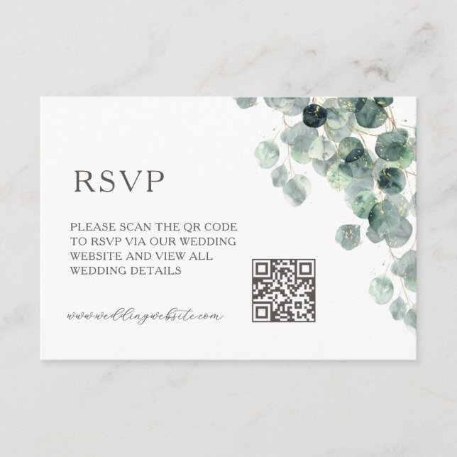 QR Code |  Eucalyptus Leave Enclosure Card (Front)