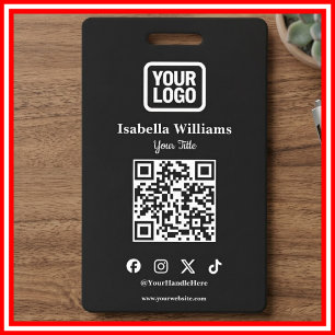 QR Code Event Badge Digital Black Budget ID Card