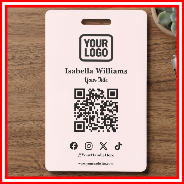 QR Code Event Badge | Digital Pink Budget ID Card (Creator Uploaded)