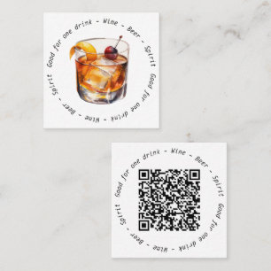 QR Code Event Cocktail Drink Voucher Square Business Card