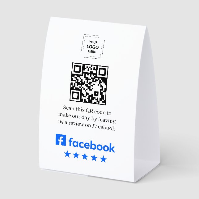 QR Code Facebook Review Table Tent Display (Front)