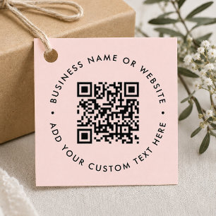 QR Code Favour Tag   Pink Personalised Gift Tags