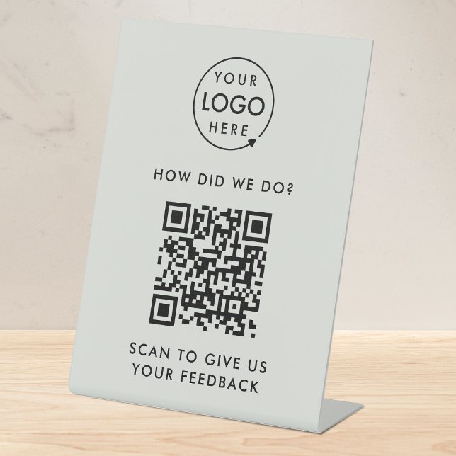 QR Code Feedback | Business Customer Rating Grey Pedestal Sign (Creator Uploaded)