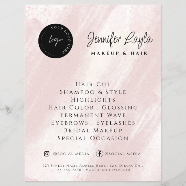 QR Code | Feminine Abstract Blush Pink Beauty Boho Flyer (Front)