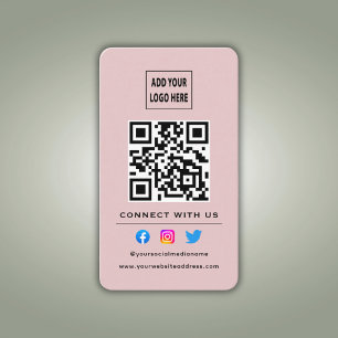 QR Code Follow Scan To Connect With Us Blush Pink Business Card