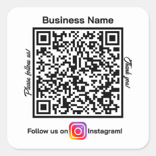 QR Code follow us on social media instagram  Square Sticker