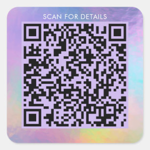 QR Code For Personal Business Purple Holographic Square Sticker