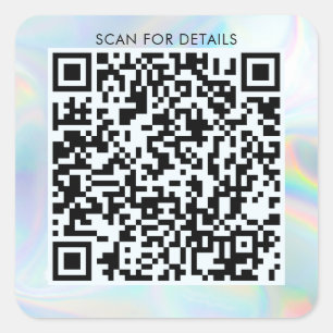 QR Code For Personal or Business Holographic Square Sticker