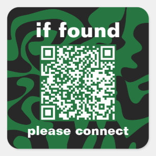 QR Code forest green groovy lost found Square Sticker