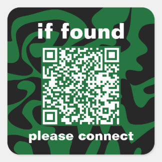 QR Code forest green groovy lost found Square Sticker