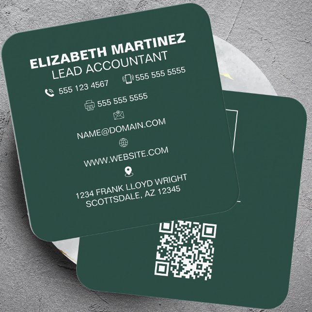 QR Code Front and Back Business Logo Professional Square Business Card (Creator Uploaded)