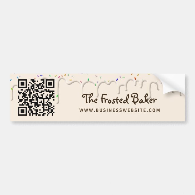 QR Code Frosting Bakery Business Bumper Sticker (Front)
