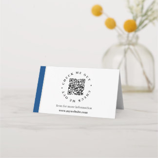 QR code generated information Folded desk sign Place Card