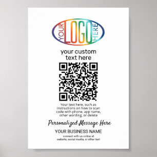 QR Code Generator & Business Logo Minimalist White Poster