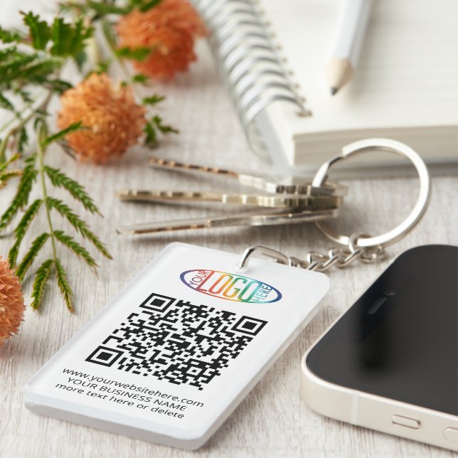 QR Code Generator & Business Logo Promotional Swag Key Ring (Front Right)