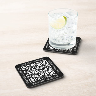 QR Code Generator Business Promotional Black Coaster