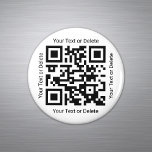 QR Code Generator Modern Scannable Black and White Magnet<br><div class="desc">Share any website with a custom scannable QR code round magnet. To create your own QR code using the generator, simply type the website URL into the template. All wording is simple to personalize or delete, and the colors and font style also are easy to change using the Zazzle design...</div>