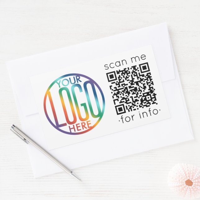 QR Code Generator & Your Logo Business Promotional Rectangular Sticker (Envelope)