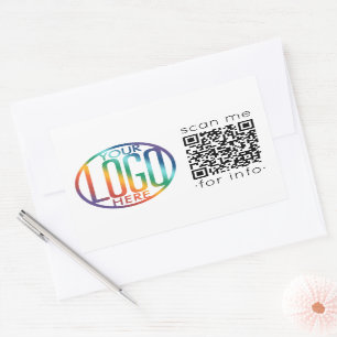 QR Code Generator & Your Logo Business Promotional Rectangular Sticker