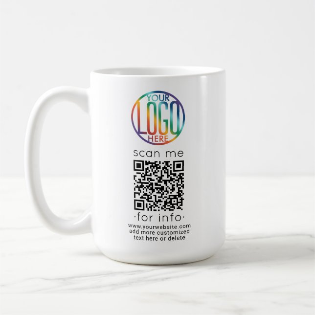 QR Code Generator & Your Logo Company Promotional Coffee Mug (Left)