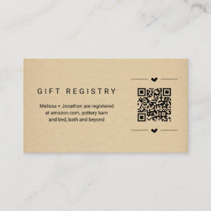QR Code Gift Registry Card Insert