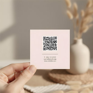 QR Code Girly Minimal Professional Blush Pink Square Business Card